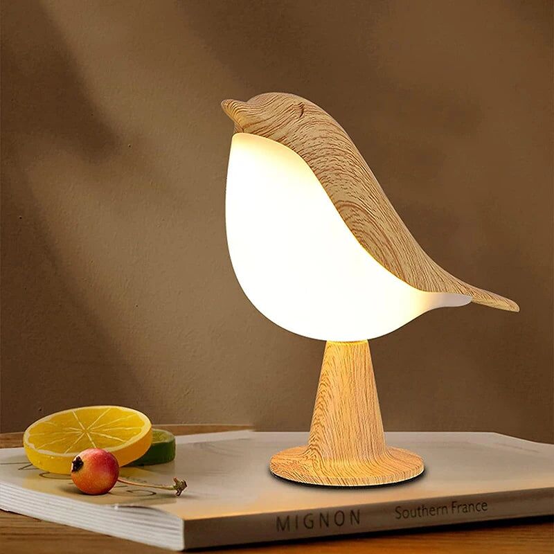 lampe-poser-fil-led-oiseau-effet-bois-01.jpg - Lampe de chevet de bureau